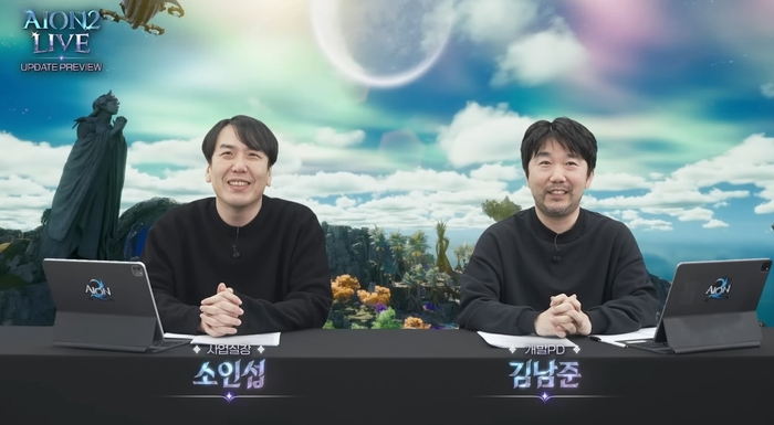 소인섭 엔씨소프트 아이온2 사업실장과 김남준 개발PD