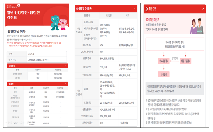 전자문서 양식의 일반 건강검진·암검진 검진표·안내문(사진=국민건강보험공단)