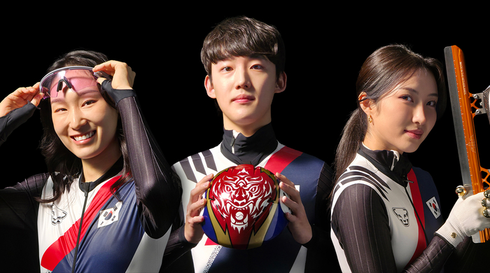 '빅토리 프로필' 사진 (왼쪽부터) 최민정 선수, 임종언 선수, 김길리 선수