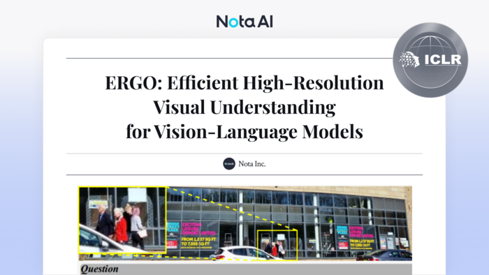 노타 'ERGO' 모델 연구 성과가 'ICLR 2026'에서 채택됐다. ⓒ노타