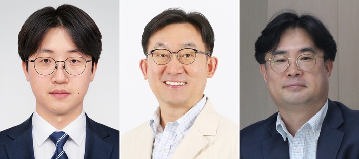 (왼쪽부터) 정호상 고려대 바이오의공학부 교수(교신저자), 양승호 가톨릭대 성빈센트병원 교수,  박성규 한국재료연구원 박사(사진=고려대)