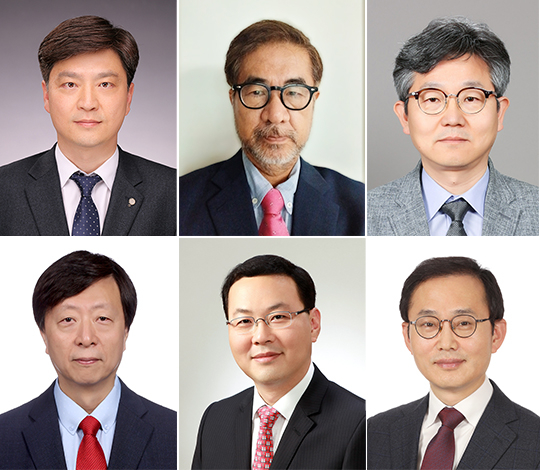 (위쪽 왼쪽부터) 김상현 교수, 손상균 교수, 안병철 교수 (아래쪽 왼쪽부터) 이종민 교수, 정호윤 교수, 한동석 교수