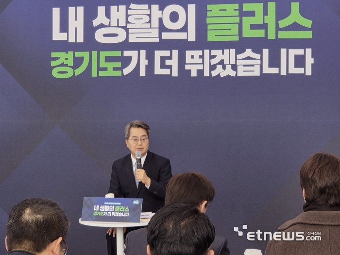 김동연 경기지사가 2일 도청 단원홀에서 열린 신년 기자회견에 참석해 인사말을 하고 있다. 김동성 기자