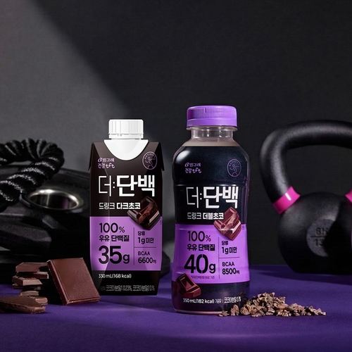 빙그레는 단백질 함량을 한층 높인 고함량 단백질 드링크 신제품 '더단백 드링크 다크초코'와 '더단백 드링크 더블초코'를 출시했다고 3일 밝혔다.