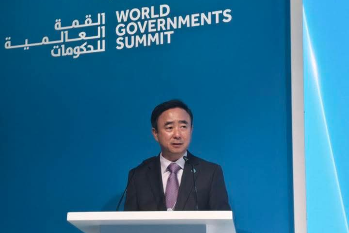 임문영 국가인공지능전략위원회 부위원장이 3일(현지시간) 아랍에미리트(UAE) 두바이에서 열린 세계정부 정상회의(WGS)에서 기조연설을 하고 있다. ⓒ위원회