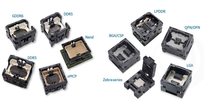 오킨스전자가 세미콘 코리아 2026에서 선보일 반도체 테스트용 번인 소켓.