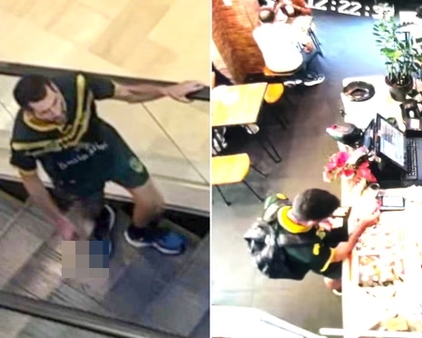 2024년 호주 뉴사우스웨일스에서 발생한 본다이 정션 칼부림 사건 당시 범인 조엘 카우치. 사진=엑스 캡처