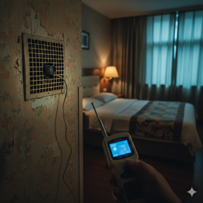 중국 호텔 객실에 몰래 설치한 카메라로 투숙객의 사생활을 실시간으로 촬영한 뒤 이를 유료로 중계·유통하는 불법 산업의 실체가 드러났다. 사진=제미나이