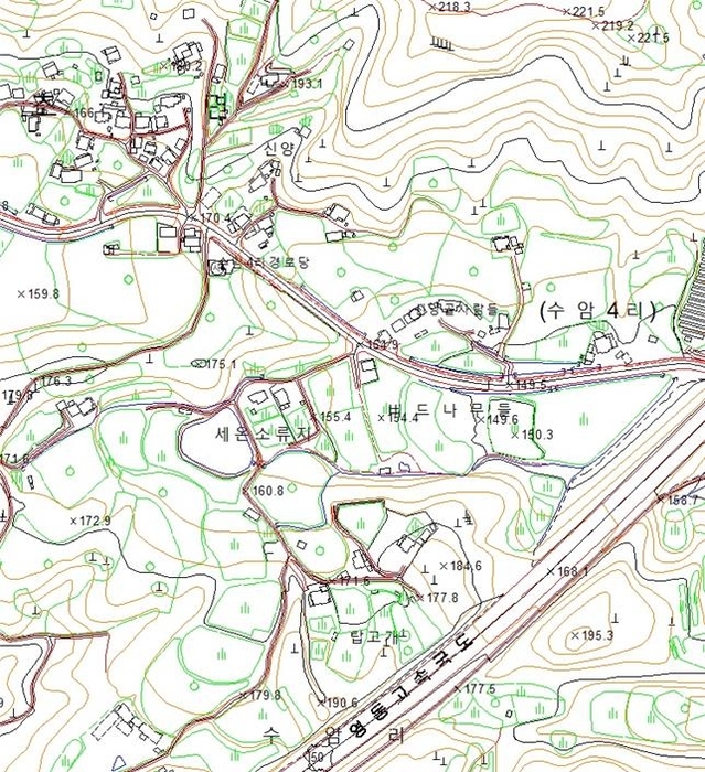 고정밀 전자지도 예시 / 원주시