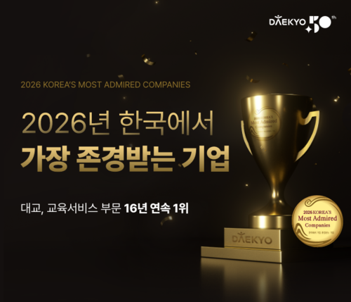 대교는 한국능률협회컨설팅(KMAC)이 주관하는 '한국에서 가장 존경받는 기업'에서 교육서비스 부문 16년 연속 1위를 수상했다고 밝혔다. (사진=대교)