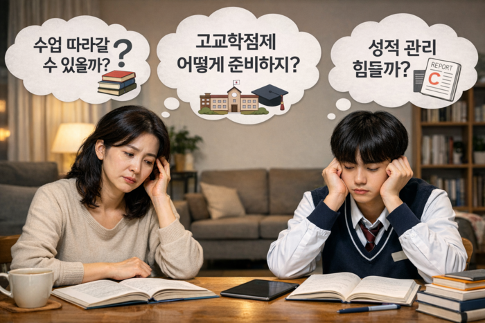 지난해 고교학점제가 시행됐지만, 고등학교 진학을 앞둔 학부모들의 우려는 여전하다. (사진=에듀플러스가 챗GPT를 활용해 생성한 이미지)