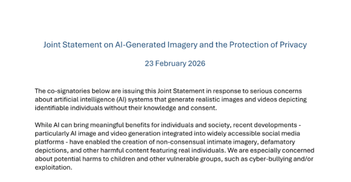 인공지능 생성 콘텐츠와 개인정보 보호에 관한 공동선언문 일부 (사진:개인정보위원회)