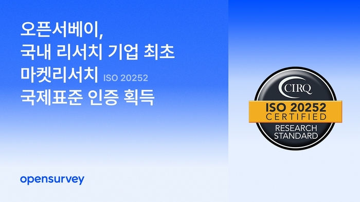 오픈서베이, 마켓리서치 국제표준 'ISO 20252' 인증 획득 - 뉴스 썸네일 이미지