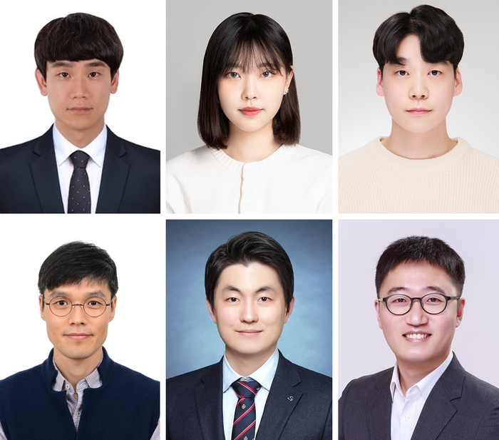 음이온 교환막 수전해 환경에 최적화된 층상 구조 비귀금속 산소 발생 촉매를 개발한 (왼쪽 위부터 시계방향으로)한국재료연구원 박사과정 김남인, 김영지, 이재훈, 국립창원대 이승화 교수, 한국재료연구원 이주영 선임연구원, 최승목 책임연구원.