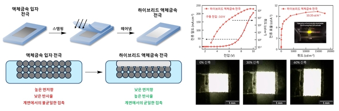 제시된 하이브리드 액체금속 전극의 구조 및 소자의 성능 / KAIST