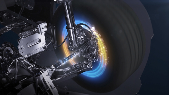 EV5에 탑재된 가속 제한 보조(ALA) 기술이 작동돼 구동 모터 토크가 제한되고 감속되는 장면 [자료:기아]