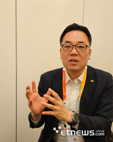 서훈교 대상웰라이프 대표가 9일(현지시간) 미국 라스베이거스 HIMSS 2026 컨퍼런스 현장을 찾았다. (사진=배옥진)