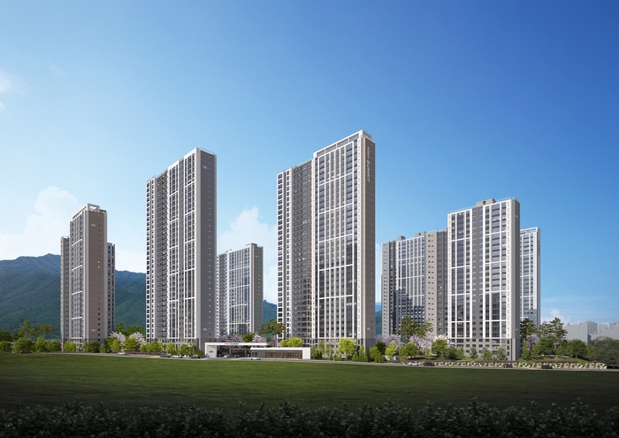 호반건설이 경북 경산에 공급하는 상방공원 호반써밋 1단지 투시도. 〈호반건설 제공〉