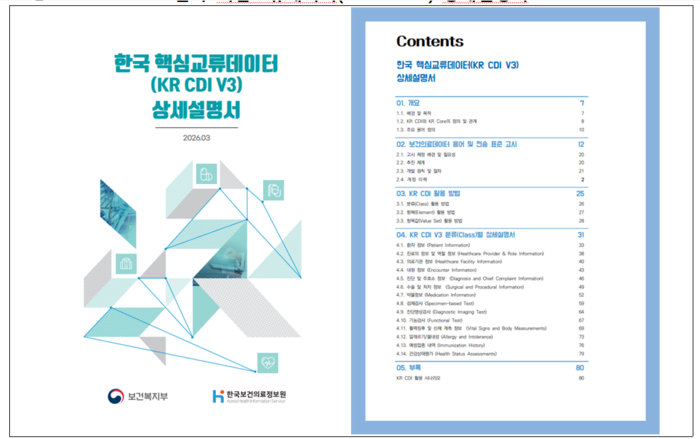 한국 핵심교류데이터(KR CDI V3) 상세설명서(사진=한국보건의료정보원)