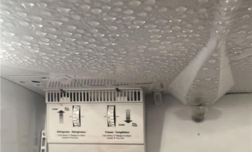 냉장고 천장 표면을 따라 맺힌 얼음 액적 사진 / KAIST