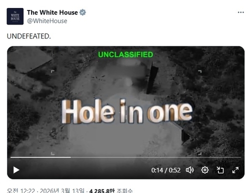 닌텐도 게임 영상 활용해 폭탄투하 '홀인원' 비유 밈 만든 백악관. 사진=연합뉴스