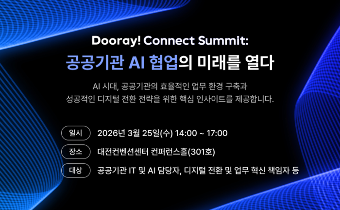 NHN두레이는 '공공기관 인공지능(AI) 협업의 미래를 열다'를 주제로 써밋을 개최한다.