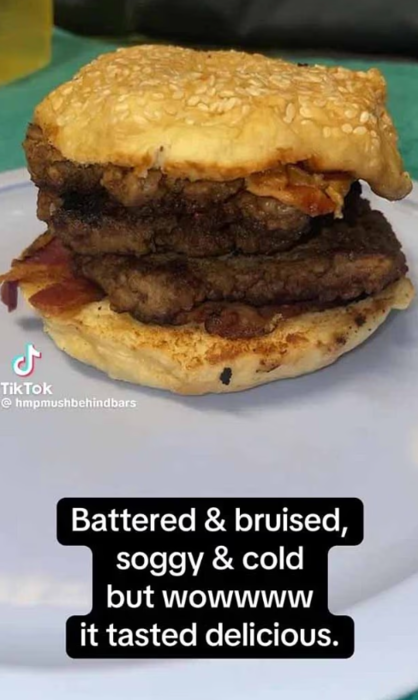 영국 한 교도소에서 수감자가 드론을 이용해 햄버거를 배달받았다고 주장해 논란이 일고 있다. 사진=틱톡