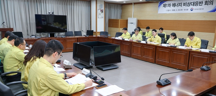 이호현 기후에너지환경부 2차관은 25일 오전 서울 서초구 한강홍수통제소에서 중동 전쟁 장기화에 대비해 기존 에너지비상대응반을 2차관 주재로 격상한 '에너지비상대응반 회의'를 주재하고 있다. 사진 출처 : 기후부