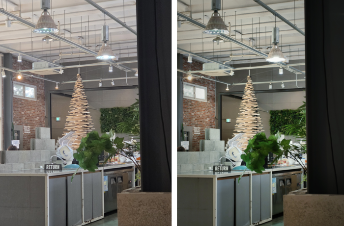 갤럭시S26울트라 1.5배줌(왼쪽)과 낫싱 폰(4a)1.5배 줌.