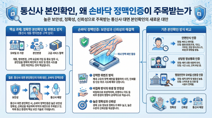 통신사 본인확인 체계, 다양한 인증 방식 도입 속 '손바닥 정맥' 활용 확대