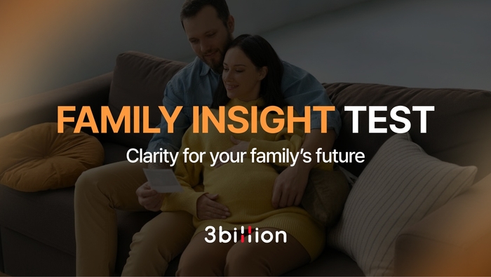 희귀 유전질환 진단 기업 쓰리빌리언이 가족 단위 정밀 유전체 진단 검사 '패밀리 인사이트'를 출시했다.(사진=쓰리빌리언)