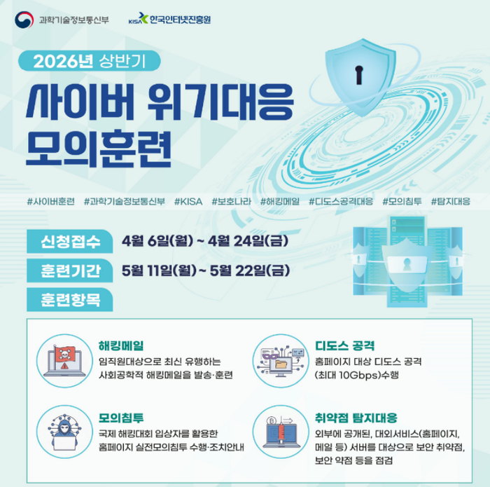 정부, 사이버 위기대응 훈련 참여기업 모집…보안 역량 강화