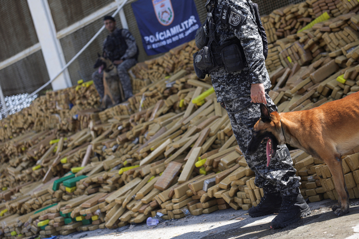 브라질 마약탐지견 헐크와 헐크가 발견한 마리화나 48톤. 사진=로이터 연합뉴스