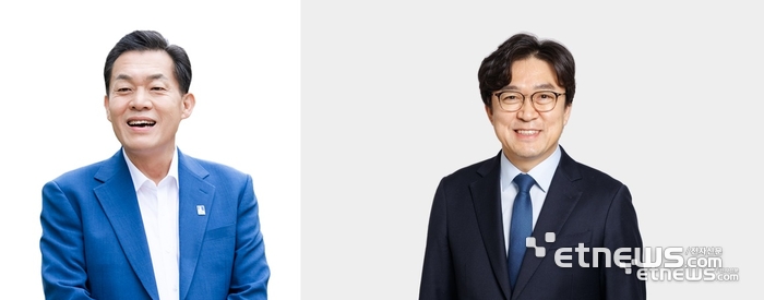 이재준 수원시장과 권혁우 수원시장 예비후보.