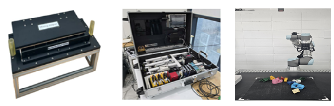 (왼쪽부터) JSMB-32 목업, 픽스 머신(모션), 비젼과 로봇을 활용한 자율 파지 협동로봇