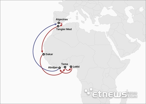 MA2(Mediterranean West Africa) 서비스 (사진=HMM)