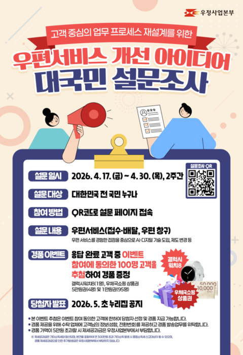 [주니어전자]우정사업본부, 우편서비스 개선 대국민 설문조사 실시 - 뉴스 썸네일 이미지