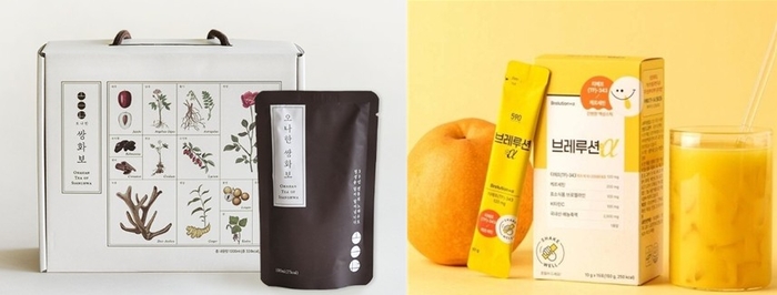 오나한의  '쌍화보'(왼쪽)와 편안한숨연구소의 '오구영 브레루션' 제품 이미지.