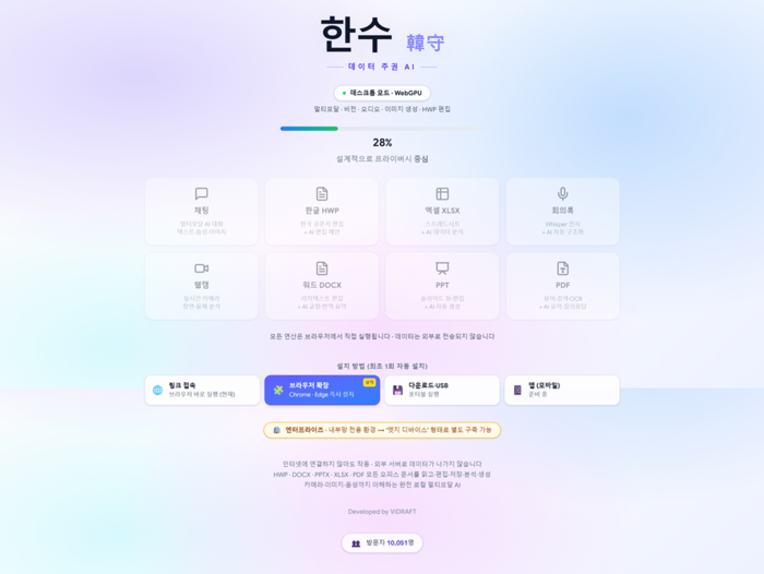 비드래프트, 브라우저 기반 로컬 AI '한수' 공개…데이터 주권형 서비스...