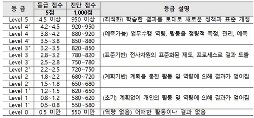 역량진단결과 등급표(안) (Level)