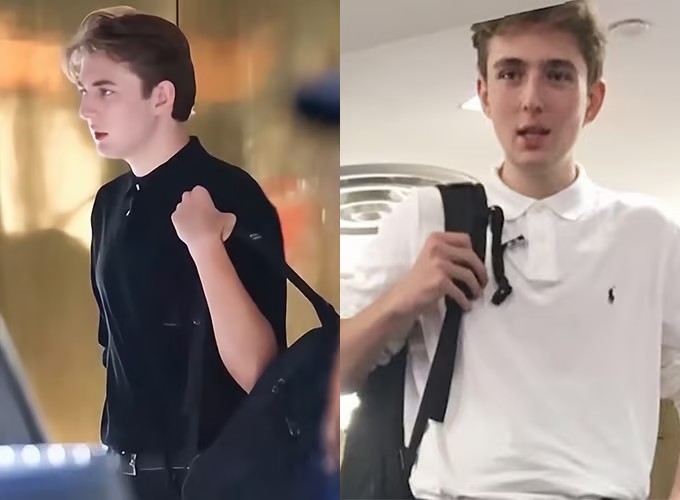 도널드 트럼프 미국 대통령의 막내아들 배런 트럼프가 검은색 백팩을 멘 모습. 사진=인스타그램, X(엑스·옛 트위터) 캡처