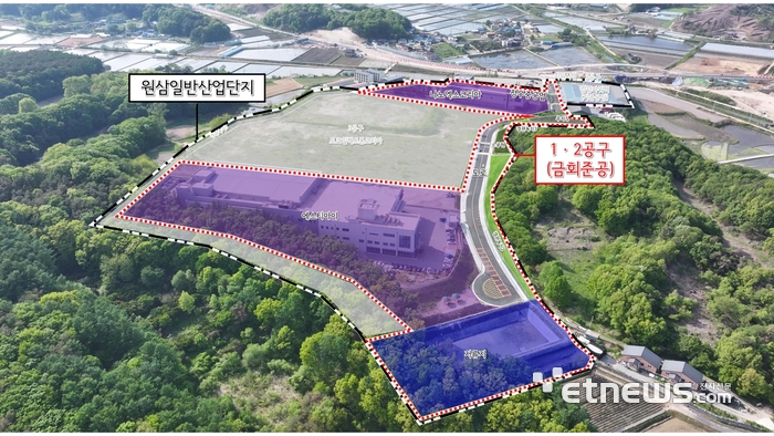 용인시, 1공구와 2공구 부분준공 인가가 이뤄진 '원삼일반산업단지' 모습.