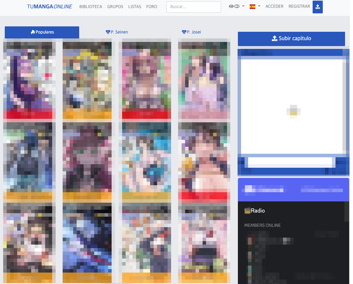 스페인 최대 불법 웹툰 사이트 'TuMangaOnline' 캡처.[저작권해외진흥협회 제공]