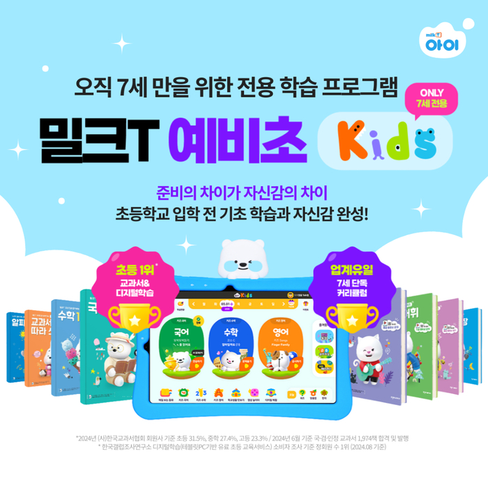 천재교과서, 밀크티아이 '밀크T 예비초 키즈' 통해 기초 역량 관리 지원 나선다
