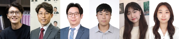 공동 연구팀(왼쪽부터 조승호 UNIST 교수, 안지환 POSTECH 교수, 한정우 서울대 교수, 김현민 UNIST 연구원, 김윤서 UNIST 연구원, 서화경 서울대 연구원)