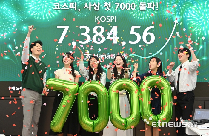[포토] 코스피 7000 돌파, '7천피 시대' 열렸다