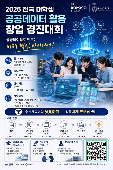 경북대, 한국조폐공사와 '전국 대학생 공공데이터 활용 창업 경진대회' 개최
