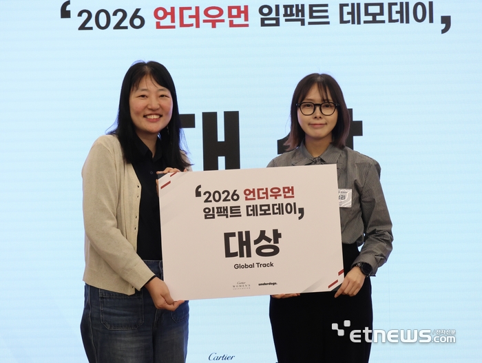 홍유리 리라운더 대표(오른쪽)가 '언더우먼 임팩트 커뮤니티 5기 데모데이'에서 글로벌 트랙 대상을 수상했다.