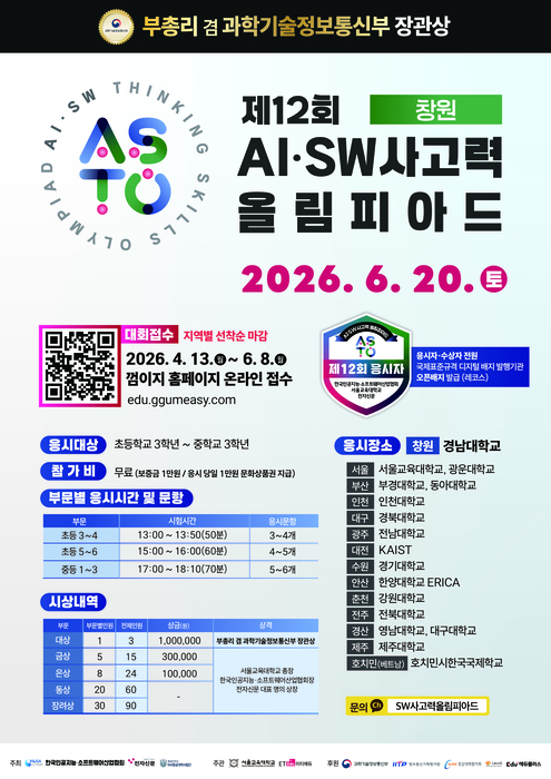 제12회 인공지능 소프트웨어 사고력 올림피아드 경남지역 포스터
