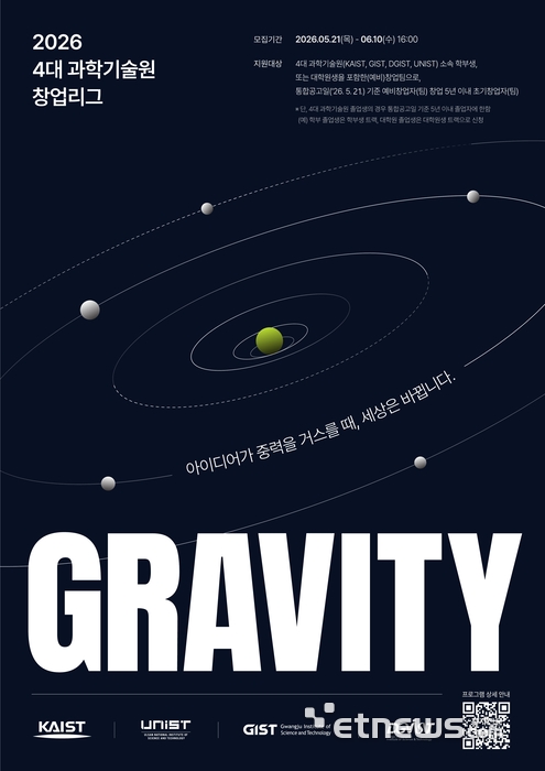국내 4대 과기원 공동주최 학생 창업리그 '그래비티' 개최